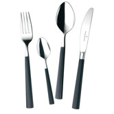 Piano 24 Piece Cutlery Box Set with Black Plastic Handles