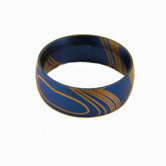 Stainless Steel Blue Wood Grain Ring