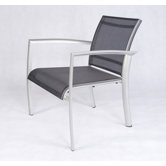 Out of Blue Elysun Low Lounge Armchair in Silver with Grey Sling