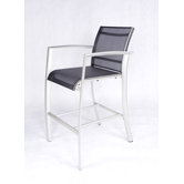 Out of Blue Elysun Barstool with Armrest in Silver with Grey Sling