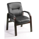Leather Guest Chair with Hardwood Arms