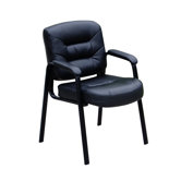 Leather Guest Chair with Polished Steel Legs