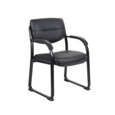 Leather Sled Base Side Chair with Arms