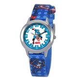 Kid's Captain America Time Teacher Printed Strap Watch in Blue