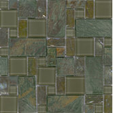 Elida Glass 12" x 12" Mosaic in Verdi Slate