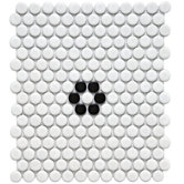 Retro 11-1/2" x 9-7/8" Porcelain Penni Mosaic in Matte White with Flower
