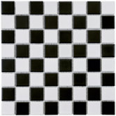 Vintage 12" x 12" Porcelain Mosaic in Checker