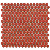 Penny 12" x 12-1/4" Porcelain Mosaic in Vermilio