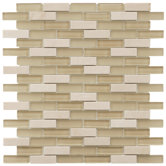 Sierra 11-3/4" x 11-3/4" Glass and Stone Subway Mosaic in Sandstone