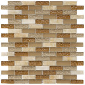 Sierra 11-3/4" x 11-3/4" Glass and Stone Subway Mosaic in Amber