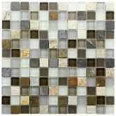 Sierra 11-3/4" x 11-3/4" Glass and Stone Square Mosaic in Tundra