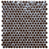Posh 11-1/4" x 12" Penny Round Porcelain Mosaic Wall Tile in Brown