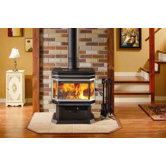 Osburn 1800 Wood Stove with Louvre and Trivet + Door Overlay