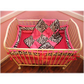 Hot Pink Zebra Mini Crib Bedding Collection
