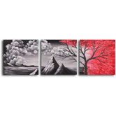 Hand Painted "Bloody Rain" 3 Piece Oil Canvas Art Set