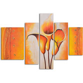 Hand Painted "Cobra Lily Dance" 5-Piece Canvas Art Set