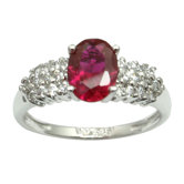 Sterling Essentials Sterling Silver Cubic Zirconia Cocktail Ring in Red/White