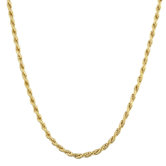 Caribe Gold 14k Gold over Silver Diamond-Cut Rope Chain (1.5 mm)