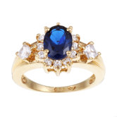 Caribe Gold 14k Gold over Silver Blue Sapphire and Cubic Zirconia Ring