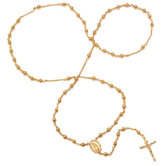Gold Plated Bronze Beaded Rosary Necklace