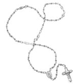 Gold Plated Bronze Cut-Out Bead Rosary Necklace