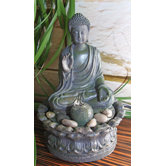 Zimmerbrunnen "Buddha" in Grau