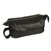 Men's Leather Toiletry Case with Metal Frame