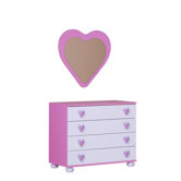 Kommode "Daisy" in Wei&szlig; / Pink gl&auml;nzend