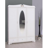 Kleiderschrank 3-t&uuml;rig "Cindy" in Wei&szlig; / Pink