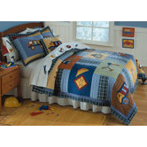 Construction with Pillow Sham, Dust Ruffle, Sheet Set, Pillow, and Valance
