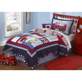 Fireman Quilt with Pillow Sham, Sheet Set. Dust Ruffle, Pillow,  and Valance