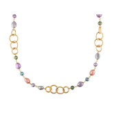 Miadora Multicolored Pearl Round Link Necklace
