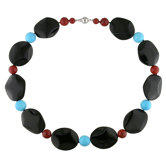 Beads Necklace with Silver Ball Clasp