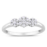 Sterling Sliver Round Cut Diamond  Ring