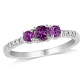 White Gold Round Cut Alexandrite Multi Stone Ring