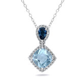 Sterling Silver Cushion Cut Gemstone Link Pendant