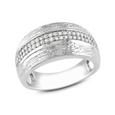 Sterling Silver Round Cut Diamond Statement Ring