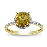 Yellow Gold Round Cut Citrine Fashion Halo Ring