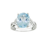 Sterling Silver Round Cut Diamond and Topaz Ring