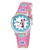 Kid's Minnie Mouse Time Teacher Watch in Pink Nylon