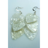 Guitar Pick Earrings in White and Silver