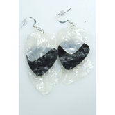Guitar Pick Earrings in White, Charcoal and Silver