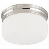 2 Light  Flush Mount with White Opal Glass