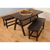 Drew Playtime Kids' Table Set with 2 Benches