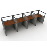 Privacy Workstation Panel System, 1 x 4 Configuration, with Polycarbonate Panels