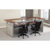 RiZe Panel System U-Shaped Reception Station with Mid Back Mesh Executive Chair Suite