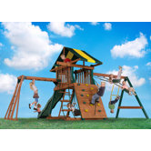 Wood Castle Rock Swing Set