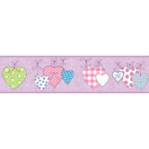 Peek-A-Boo Clothesline of Patterned Hearts Border