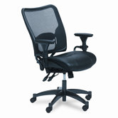 Space Air Grid Series Deluxe Leather Chair, Gunmetal GY Finis, Black