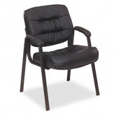 93 Series Leather Visitors Chair with Loop Arms, Black